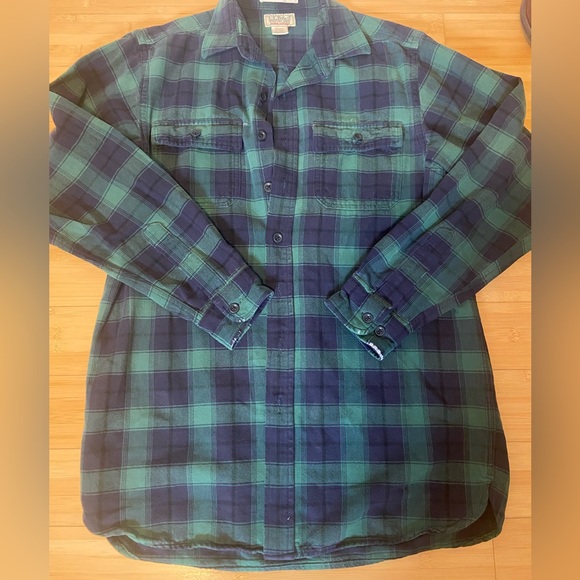 L.L. Bean Other - Vintage Men’s L.L. Bean Chamois Cloth Blue and Green Flannel Traditional Fit
